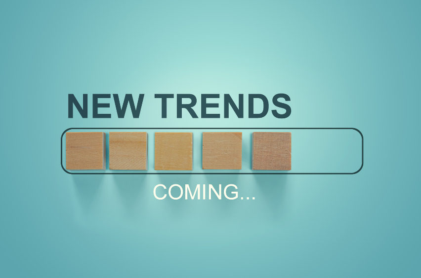 A loading bar with the words "new trends" above it and "coming..." below it. This image represents the header "B2B vs B2C Marketing: Future Trends and Implications."