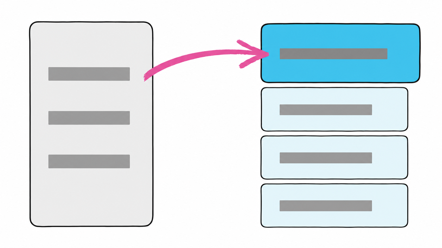 Illustration of an AI assistant returning a shortlist of companies with one option marked as the recommendation